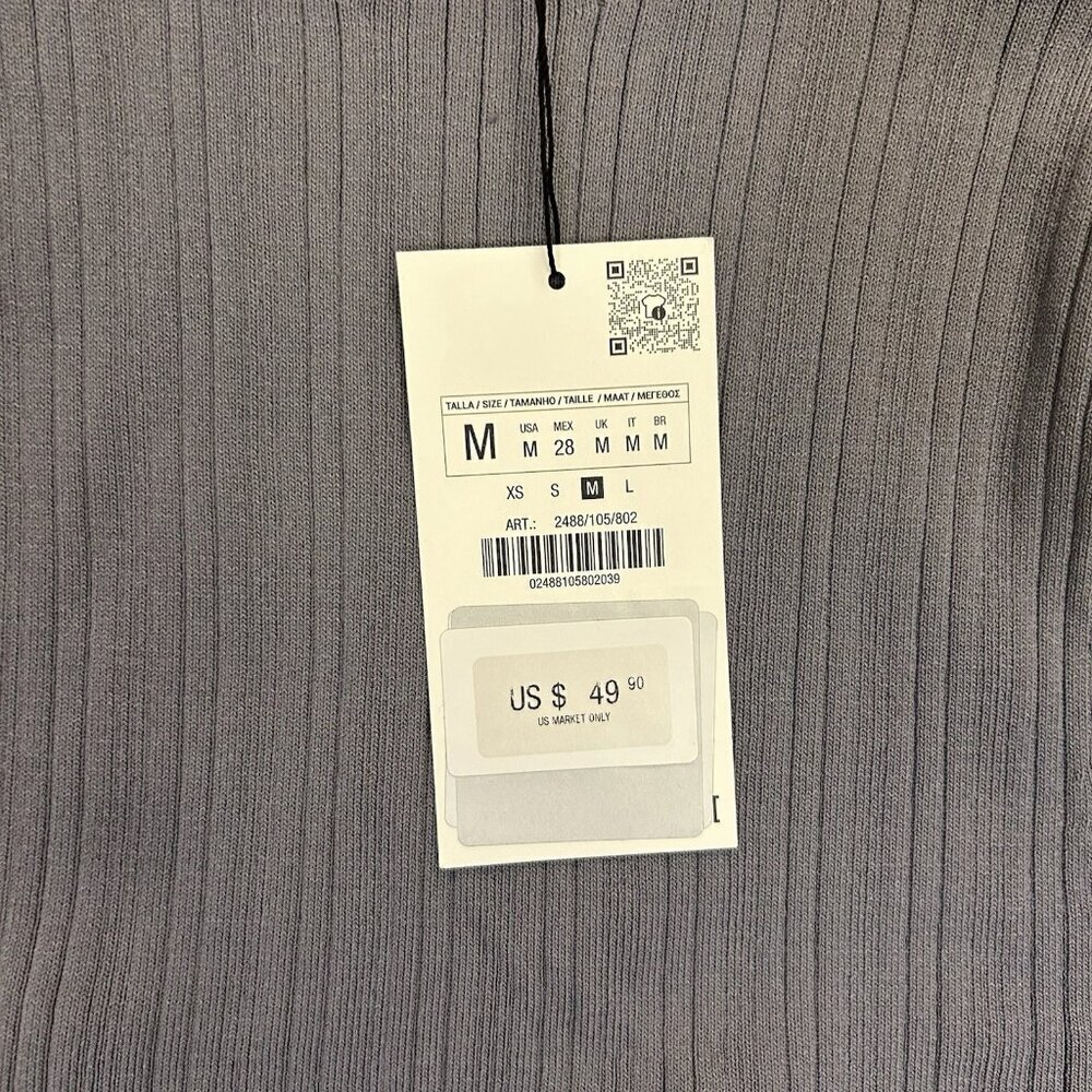 Zara Women's Long Sleeves Mini Dress Size M Gray Fitted Knit Stretch NWT $49.90 - Picture 13 of 16